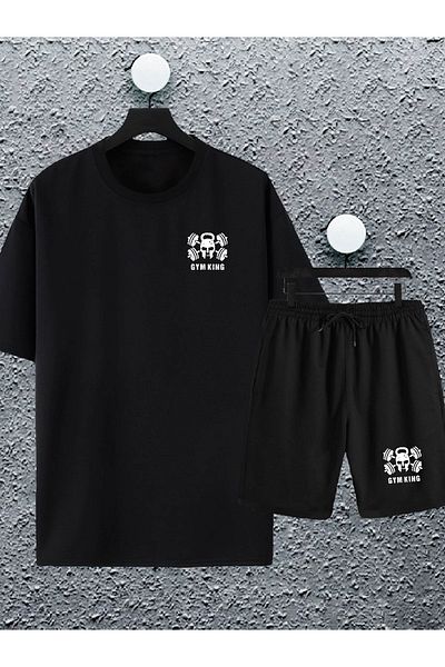 macklin Unisex Γυναικείες ανδρικές φόρμες γυμναστικής με εμπριμέ μπλουζάκι και σορτς