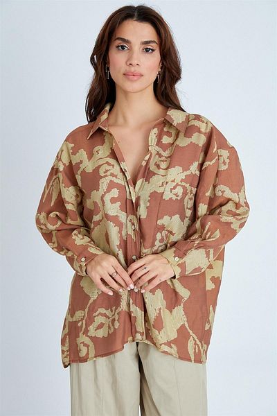 Suzi butik Дамска шарена риза с отворени рамене