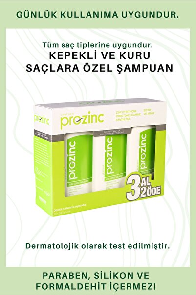 Prozinc Kepek Şampuanı Kuru Saçlar Için 3x300 Ml.