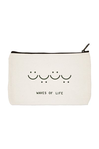 designedfy Wawes Of Life Printed υφασμάτινη τσάντα μακιγιάζ, θήκη για στυλό, τσάντα χειρός