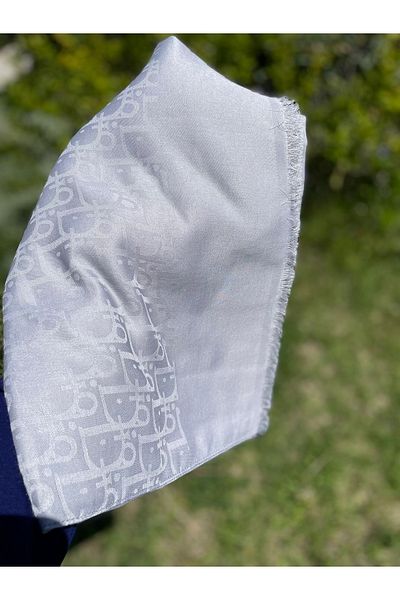 FRESCO SCARFS Γυναικείο Hijab Μεταξένιο Βαμβακερό Ζακάρ Σάλι με σχέδιο D*ασημί