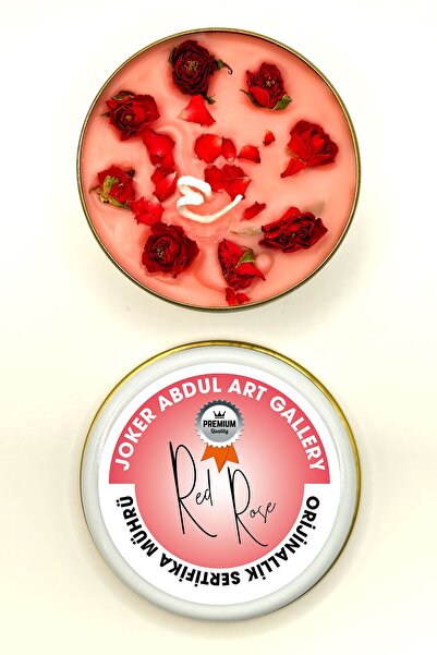 JOKER ABDUL Dekoratif Hediyelik Red Rose Aşk Mumu - Metal Teneke Kutu Soya Wa...