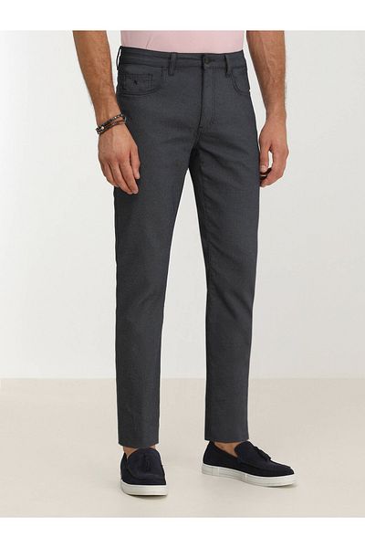 Kip Μπλε Navy Woven Slim Fit Casual Παντελόνι από Βαμβακερό Μείγμα
