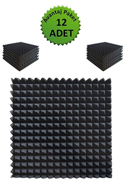 Birlik Sünger Akustik Yapışkanlı Ses Yalıtım Süngeri-50x50x4-piramit Kesim/12...