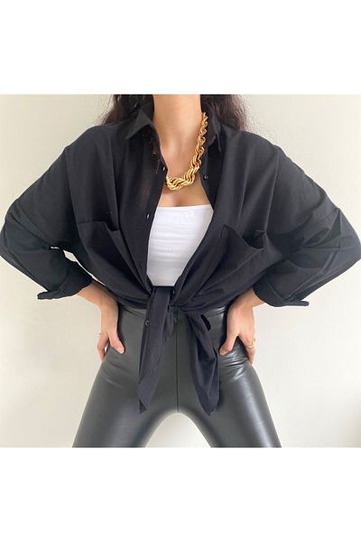 bb butik basic Cămașă oversize de in pentru femei Bbk0055