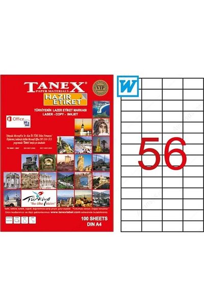 Tanex Laser Tag Tw-2321 500 A4 Pages Laser Tag 52.5 X 21.2 Mm Size Laser 56 in 1 A4 Sheet