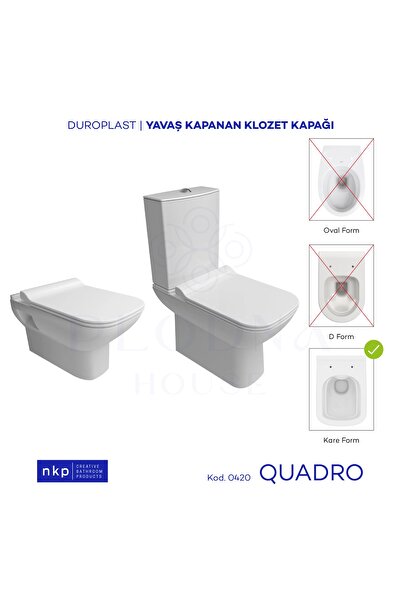 Plodna House Quadro Kare Duroplast Yavaş Kapanan Klozet Kapağı