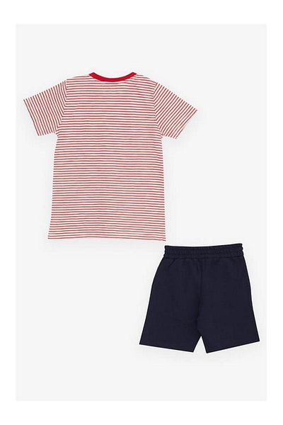 Breeze Σετ σορτς για αγόρια με ριγέ Cool Animal Print Red Casual (1,5-5 ετών)