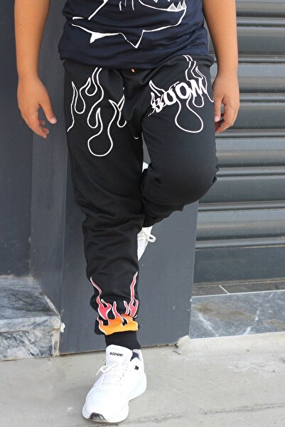 Çiggo Kids Plain Basic Cotton T-Shirt and 2 Boom Printed Bottom 3-Piece Combination