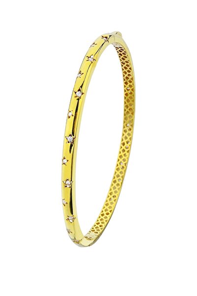 Argentum Concept 18k Altın Kaplamalı 925 Ayar Gümüş Yıldız Figürlü Kelepçe Bi...