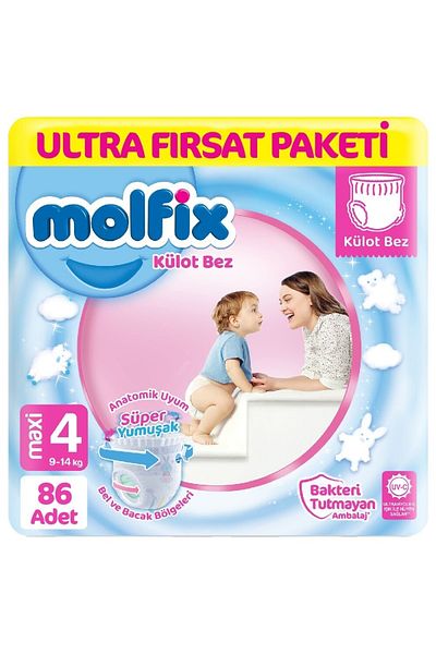 Molfix Panty Diaper Ultra Opportunity Package 4 Sizes 9-14 Kg 86 Pieces