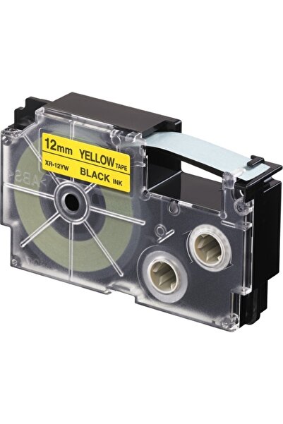 Casio Xr-12yw1 Uyumlu Etiket Yazıcısı Kartuşu Sarı Üzerine Siyah Baskı 12mm Y...