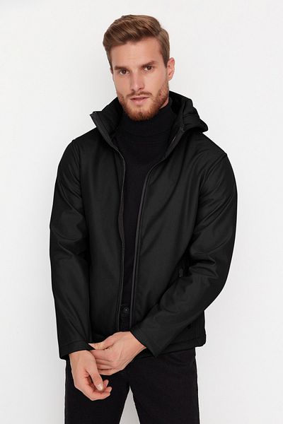 Trendyol Collection Schwarzer, abnehmbarer Softshell-Mantel mit regulärer Passform, wind- und wasserabweisend, TMNAW22MO0118