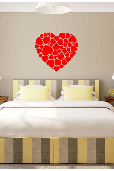 efekt reklam Mega Red Heart Adhesive Glass Living Room Bedroom Balcony Home Wall Ornament Decoration Paper Sticker