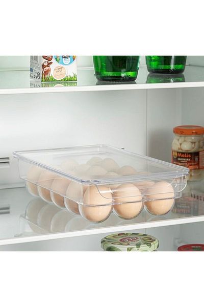 Panoramas Home Lux 15 Compartment Egg Storage Container with Lid Refrigerator Organizer