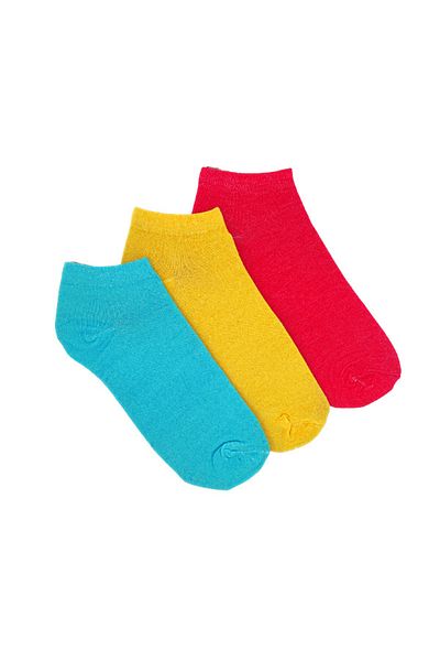 Bonapart 3 Ζεύγη Unisex Μπλε Κίτρινο Ροζ Χρωματιστά Μποτάκια Κάλτσες