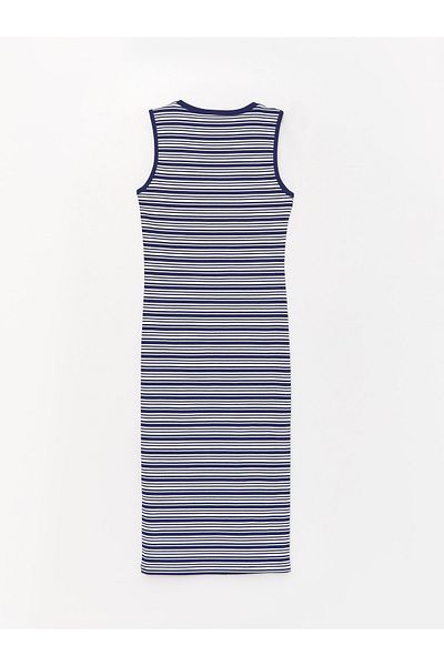 LC Waikiki Gestreiftes Damenkleid mit Rundhalsausschnitt