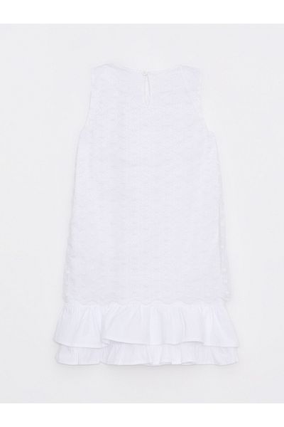 LC Waikiki Crew Neck Lace Detailed Girl's Dress