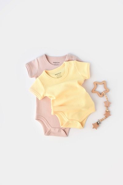 BabyCosy Pachet de 2 vafe organice cu mânecă scurtă Badi