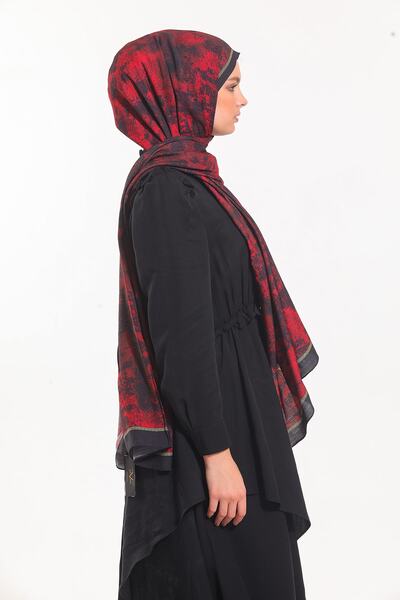 19V69 ITALIA Black Claret Red Shawl Antique Pattern Modal Series with Scarf Hanger and Gift Set 75x200 Cm