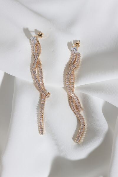 Süspüs Accessories Sarmal Gold Abiye Küpe