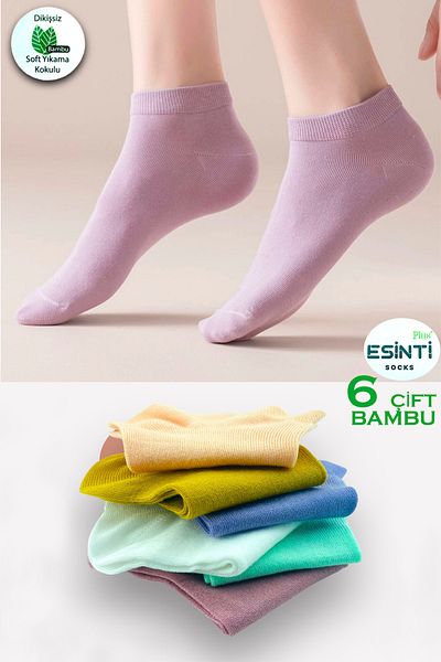 Esinti Дамски къси чорапи, бели бамбукови цветни чорапи, летни ботуши, ароматизирани чорапи, 6 броя
