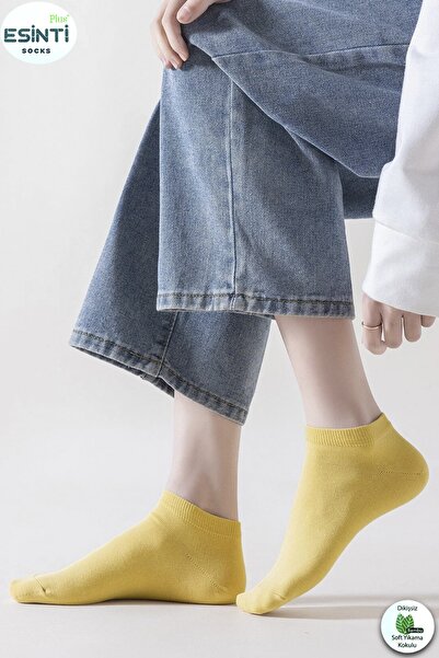 Esinti Women's Socks Short Socks White Bamboo Colored Socks Summer Booties Scented Socks 6 Pieces