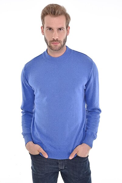 Çizgi Triko Чоловічий напіврибальський светр з ангорської вовни кольору індиго, стандартний крій