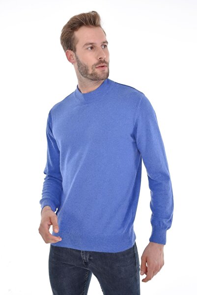 Çizgi Triko Чоловічий напіврибальський светр з ангорської вовни кольору індиго, стандартний крій