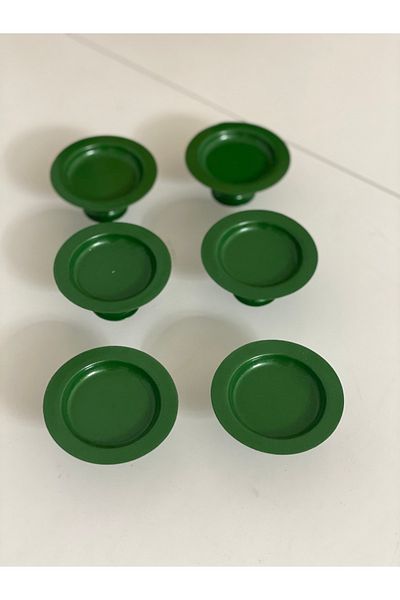 Elzem Decorative Green Color 6 Piece Macaron Holder Turkish Delight Holder Coffee Serving Bowl