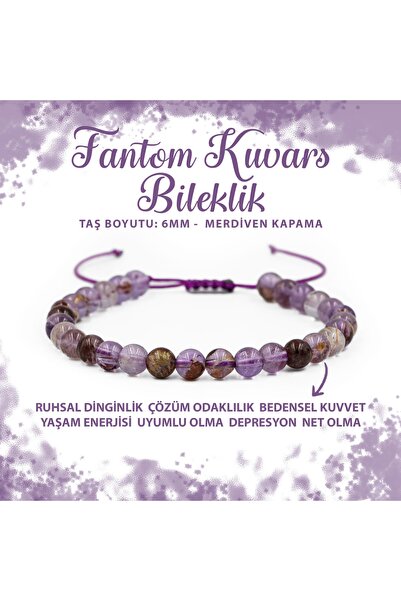 Deniz Doğal Taş Sertifikalı Fantom Kuvars 6mm Merdiven Kapama Doğal Taş Bileklik