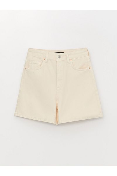 LC Waikiki Damen-Jeansshorts mit hoher Taille – Standard-Passform