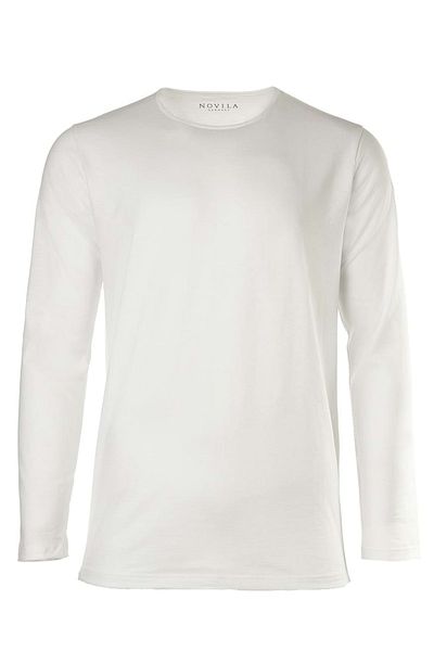 NOVILA Herren Shirt, langarm - Loungewear, Rundhals, 1/1 Arm, Baumwolle, einfarbig