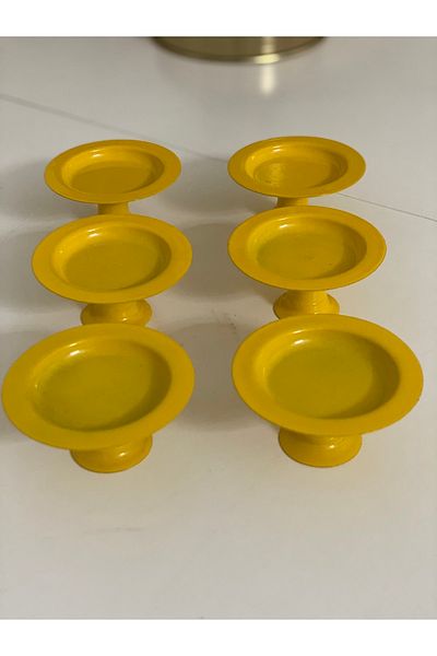 Elzem Decorative Yellow Color 6-Piece Macaron Holder Turkish Delight Holder Coffee Serving Bowl