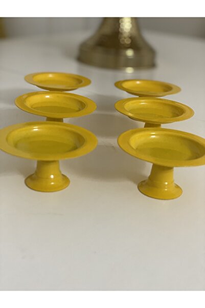 Elzem Decorative Yellow Color 6-Piece Macaron Holder Turkish Delight Holder Coffee Serving Bowl