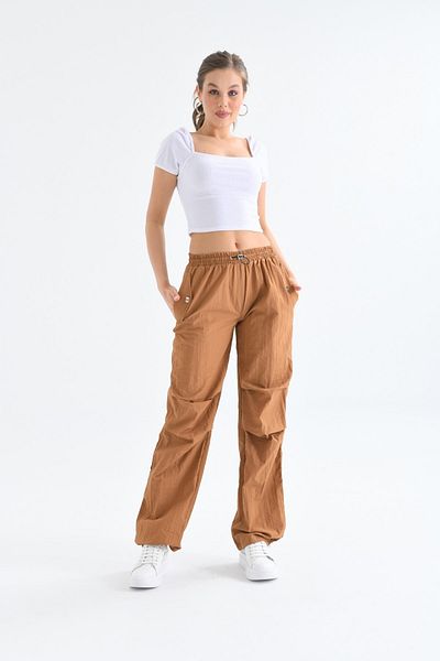 VOLT CLOTHİNG Damenhose aus Fallschirmstoff mit elastischem Bund