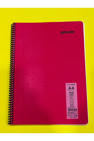 Mynote Flexi Neon Spiral A4 100 coli Pp Copertă în carouri 60 Gr Caiet