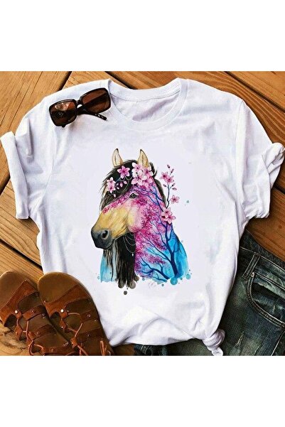 GALASHOP تي شيرت نسائي بطبعة رأس حصان موديل 36