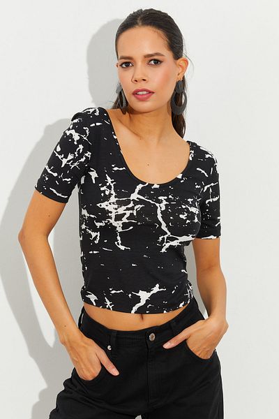 Cool & Sexy Γυναικεία μπλούζα με μαύρο σχέδιο LPP1224