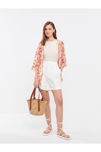 LC Waikiki Gemusterter Damen-Kimono mit Schalkragen