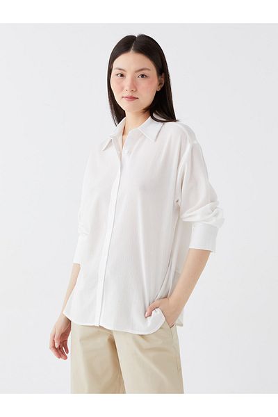 LC Waikiki Obyčejná dámská košile oversize s dlouhým rukávem