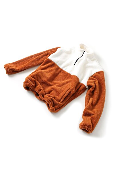 İnsane Minds Ανδρικό γιακά με φερμουάρ και φόρμα κανέλας βελούδινο ιδρώτα