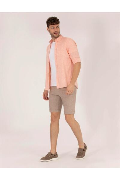 Pierre Cardin Πορτοκαλί πουκάμισο με κανονική εφαρμογή Uzunkol