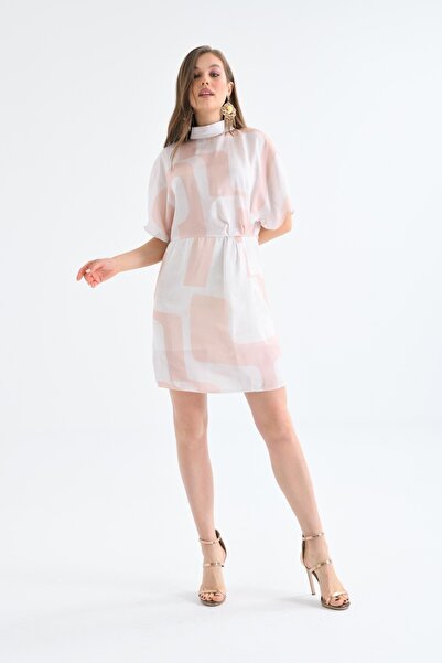 VOLT CLOTHİNG Women's Satin Fabric Patterned Lined Dress