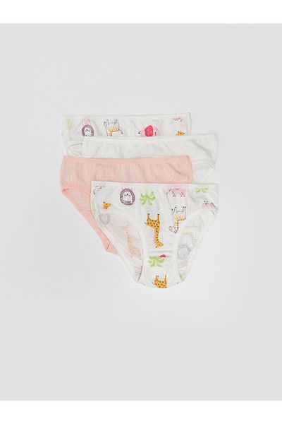 LC Waikiki Elastic Waist Printed Baby Girl Panties 4-Piece