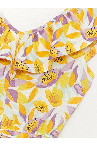 LC Waikiki Boat Neck Patterned Girl's Jumpsuit