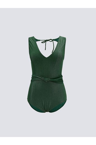 LC Waikiki LCW DREAM V-Ausschnitt Glitzer Detail Damen Badeanzug