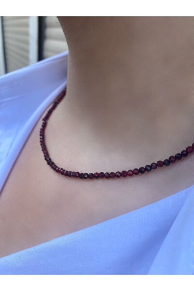 Asya Gems 3 Mm Lal (garnet) Fasetli Doğal Taş Kolye