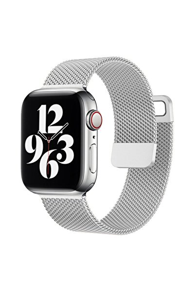 Strap U Apple Watch 2/3/4/5/6/7/8/9/se Uyumlu 38mm 40mm 41mm Milano Hasır Çel...