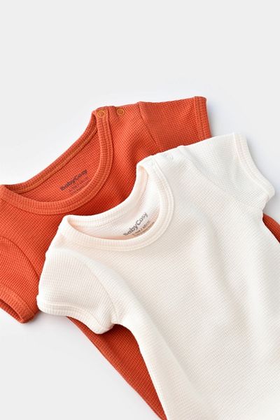BabyCosy عبوة من قطعتين من الوافل العضوي بأكمام قصيرة